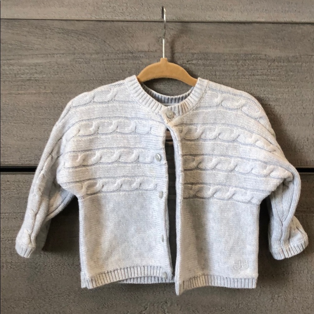 Janie + Jack cable knit grey sweater with buttons